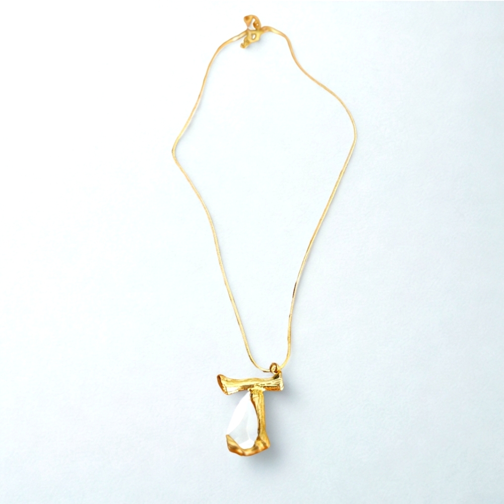 Gold Initial J Pendant Necklace - Adjustable Length
